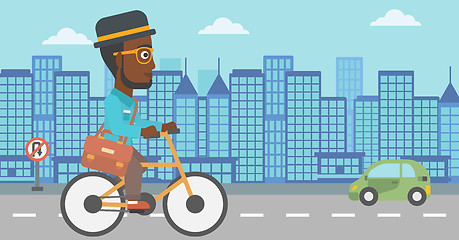 Image showing Man cycling to work.