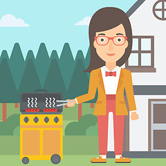 Image showing Woman preparing barbecue.