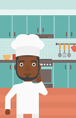 Image showing Chef pointing forefinger up.