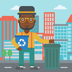 Image showing Man with recycle bins.