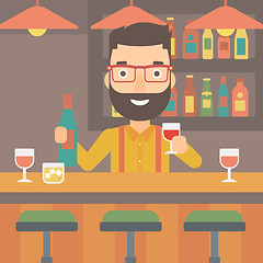 Image showing Bartender standing at the bar counter.