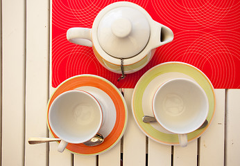 Image showing fruit Black tea is brewed in a teapot