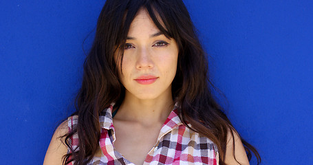 Image showing Close up of pretty brunette with long hair