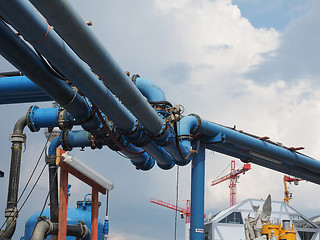 Image showing Blue Water pipes in Berlin