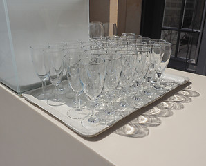 Image showing Many champagne glasses