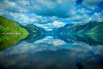 Image showing Norwegian fjord and mountains