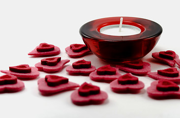 Image showing Valentine's hearts and candle