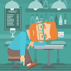 Image showing Man sleeping in bar. 