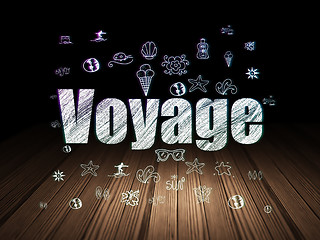 Image showing Travel concept: Voyage in grunge dark room