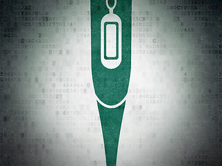 Image showing Medicine concept: Thermometer on Digital Data Paper background