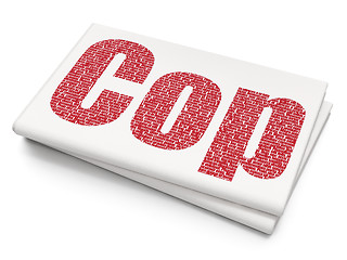 Image showing Law concept: Cop on Blank Newspaper background