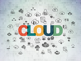 Image showing Cloud networking concept: Cloud on Digital Data Paper background