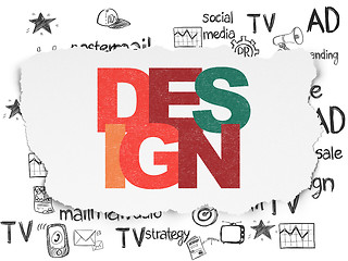 Image showing Marketing concept: Design on Torn Paper background