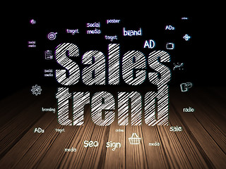 Image showing Marketing concept: Sales Trend in grunge dark room