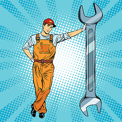 Image showing Mechanic with a wrench