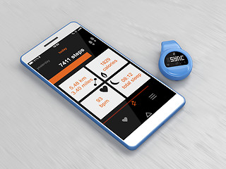 Image showing Activity tracker and smartphone 