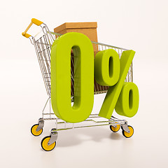 Image showing Shopping cart and 0 percent