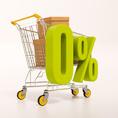 Image showing Shopping cart and 0 percent