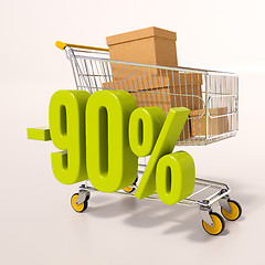 Image showing Shopping cart and 90 percent