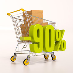 Image showing Shopping cart and 90 percent