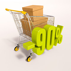 Image showing Shopping cart and 90 percent