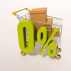 Image showing Shopping cart and 0 percent