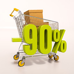 Image showing Shopping cart and 90 percent