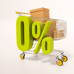 Image showing Shopping cart and 0 percent