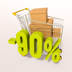 Image showing Shopping cart and 90 percent