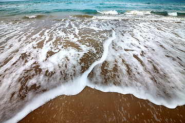 Image showing Sea beach with waves in autumn