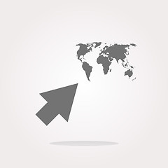Image showing arrow sign icon with world map sign. Arrows symbol. Icon for App. Web button . Vector illustration. Vector Icon