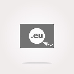 Image showing Domain EU sign icon. Top-level internet domain symbol with cursor pointer . Vector illustration. Vector Icon