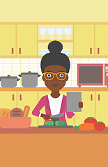 Image showing Woman cooking meal.