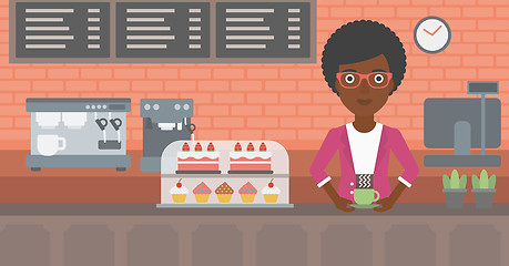 Image showing Woman making coffee.