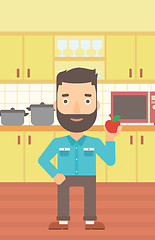 Image showing Man holding apple.