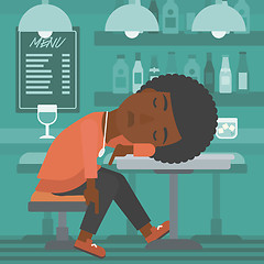 Image showing Woman sleeping in bar. 