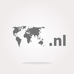 Image showing Domain NL sign icon. Top-level internet domain symbol with world map . Vector illustration. Vector Icon