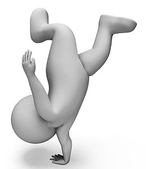 Image showing Handstand Character Means Physical Activity And Acrobat 3d Rende