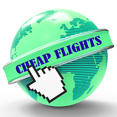 Image showing Cheap Flights Represents Reduction Sale And Promo
