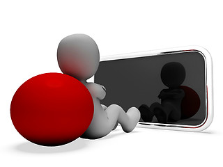 Image showing Smartphone Online Means World Wide Web And Illustration 3d Rende