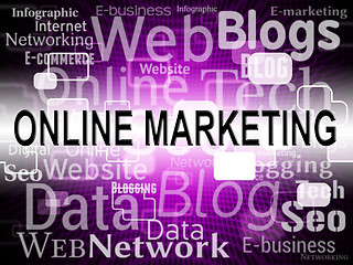 Image showing Online Marketing Shows Search Engine And Commerce