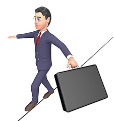 Image showing Balancing Businessman Represents High Line And Balanced 3d Rende