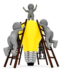 Image showing Idea Teamwork Indicates Light Bulb And Combined 3d Rendering