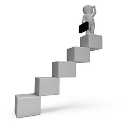 Image showing Stairs Character Indicates Business Person And Achieve 3d Render