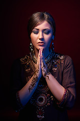 Image showing Fine art portrait of beautiful fashion Indian