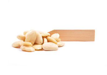 Image showing Blanched almonds at plate