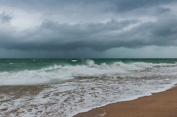 Image showing Stormy sea and cloudy sky