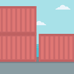 Image showing Background of shipping containers in port.