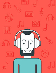 Image showing Man listening to music.