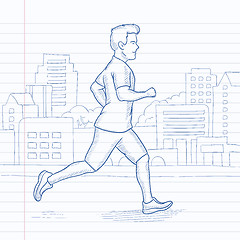 Image showing Sportive man jogging.